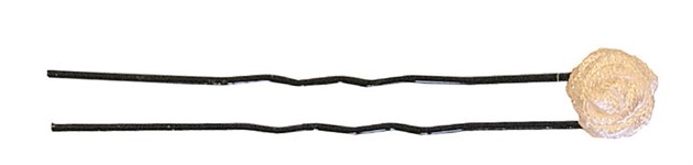 Luggnål Svart Beige Blomma 6-p